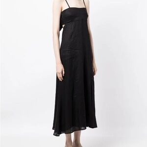 Faithfully the Brand Black Linen Midi Dress